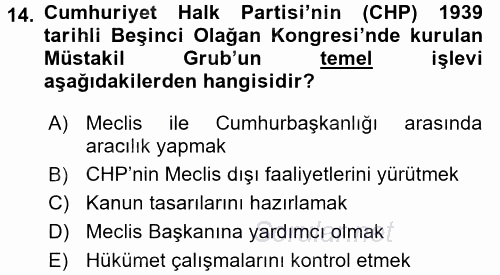 Atatürk İlkeleri Ve İnkılap Tarihi 2 2015 - 2016 Dönem Sonu Sınavı 14.Soru