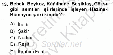 XIX. Yüzyıl Türk Edebiyatı 2013 - 2014 Ara Sınavı 13.Soru