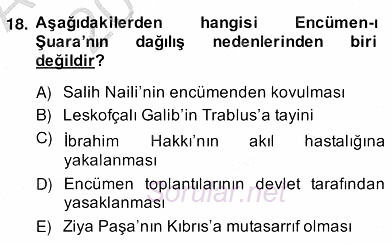 XIX. Yüzyıl Türk Edebiyatı 2013 - 2014 Ara Sınavı 18.Soru