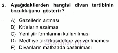 XIX. Yüzyıl Türk Edebiyatı 2013 - 2014 Ara Sınavı 3.Soru