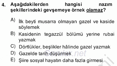XIX. Yüzyıl Türk Edebiyatı 2013 - 2014 Ara Sınavı 4.Soru