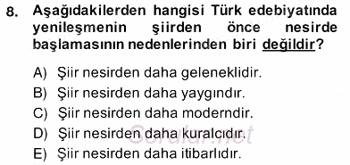 XIX. Yüzyıl Türk Edebiyatı 2013 - 2014 Ara Sınavı 8.Soru