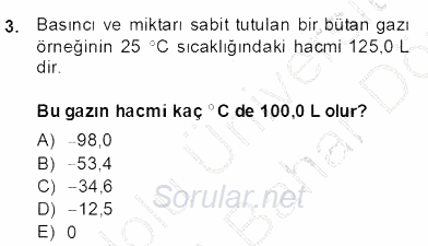 Genel Kimya 2 2013 - 2014 Dönem Sonu Sınavı 3.Soru
