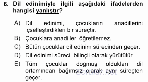 Genel Dilbilim 1 2017 - 2018 Ara Sınavı 6.Soru