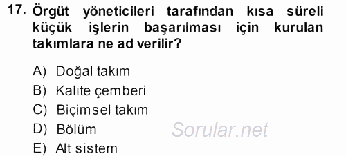 Yönetici Asistanlığı 2014 - 2015 Ara Sınavı 17.Soru
