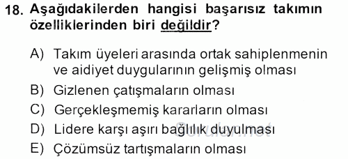 Yönetici Asistanlığı 2014 - 2015 Ara Sınavı 18.Soru