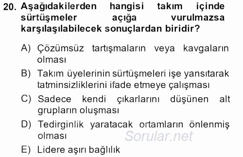 Yönetici Asistanlığı 2014 - 2015 Ara Sınavı 20.Soru