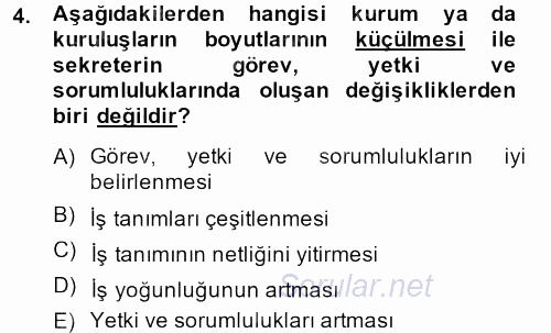 Yönetici Asistanlığı 2014 - 2015 Ara Sınavı 4.Soru