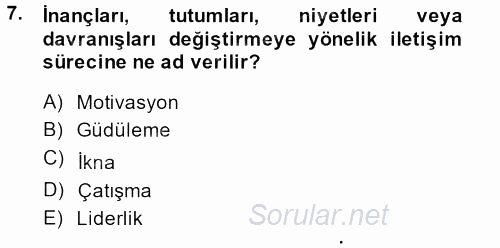Yönetici Asistanlığı 2014 - 2015 Ara Sınavı 7.Soru