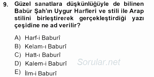 XVI. Yüzyıl Türk Edebiyatı 2013 - 2014 Ara Sınavı 9.Soru