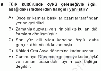 Tanzimat Dönemi Türk Edebiyatı 2 2013 - 2014 Dönem Sonu Sınavı 5.Soru