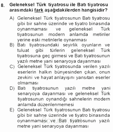 Tanzimat Dönemi Türk Edebiyatı 2 2013 - 2014 Dönem Sonu Sınavı 8.Soru