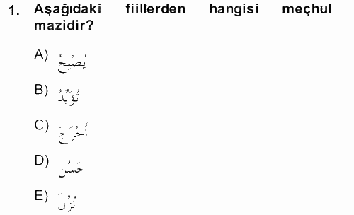 Arapça 3 2013 - 2014 Ara Sınavı 1.Soru