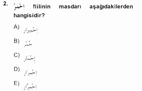 Arapça 3 2013 - 2014 Ara Sınavı 2.Soru