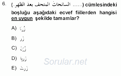 Arapça 3 2013 - 2014 Dönem Sonu Sınavı 6.Soru