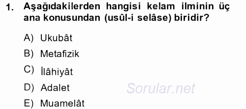 Kelam'A Giriş 2014 - 2015 Dönem Sonu Sınavı 1.Soru