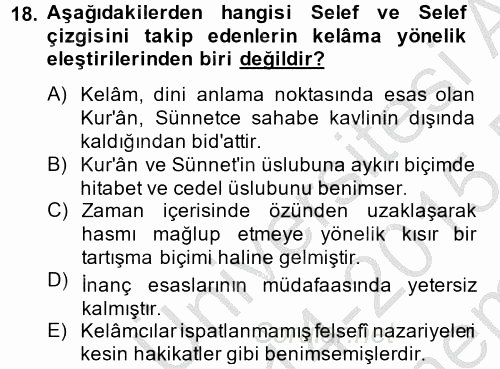 Kelam'A Giriş 2014 - 2015 Dönem Sonu Sınavı 18.Soru
