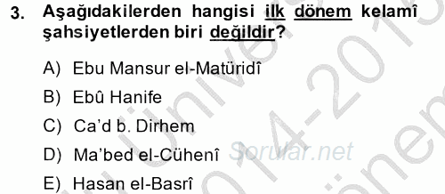 Kelam'A Giriş 2014 - 2015 Dönem Sonu Sınavı 3.Soru