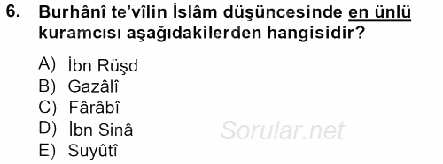 Tefsir Tarihi ve Usulü 2013 - 2014 Tek Ders Sınavı 6.Soru