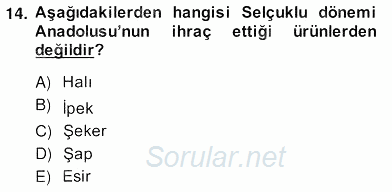 Türkiye´nin Kültürel Mirası 2 2013 - 2014 Ara Sınavı 14.Soru