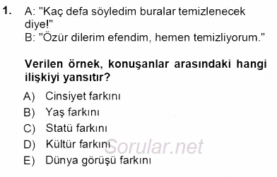 Türkçe Sözlü Anlatım 2012 - 2013 Ara Sınavı 1.Soru