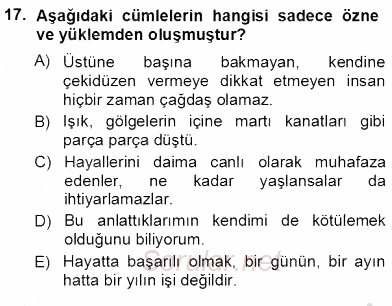 Türkçe Sözlü Anlatım 2012 - 2013 Ara Sınavı 17.Soru