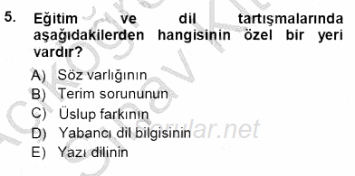 Türkçe Sözlü Anlatım 2012 - 2013 Ara Sınavı 5.Soru