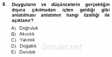Türkçe Sözlü Anlatım 2012 - 2013 Ara Sınavı 8.Soru