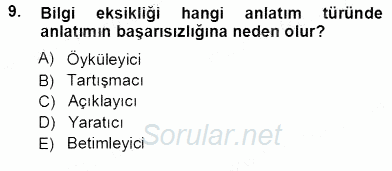 Türkçe Sözlü Anlatım 2012 - 2013 Ara Sınavı 9.Soru