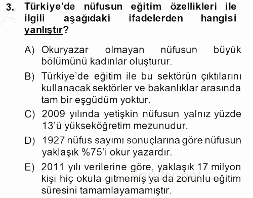 Türkiye Ekonomisi 2013 - 2014 Ara Sınavı 3.Soru