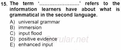 Dil Edinimi 2012 - 2013 Dönem Sonu Sınavı 15.Soru