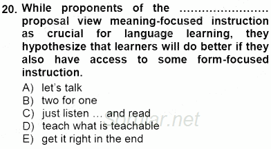 Dil Edinimi 2012 - 2013 Dönem Sonu Sınavı 20.Soru