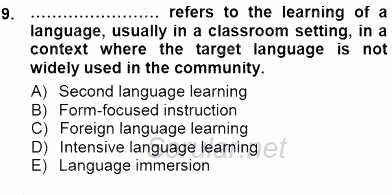 Dil Edinimi 2012 - 2013 Dönem Sonu Sınavı 9.Soru