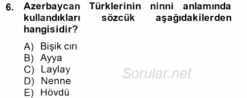 Türk Halk Şiiri 2014 - 2015 Tek Ders Sınavı 6.Soru