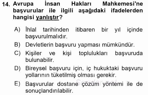 Türk Anayasa Hukuku 2017 - 2018 Ara Sınavı 14.Soru