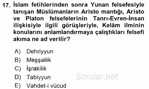 Türkiye Selçuklu Tarihi 2015 - 2016 Dönem Sonu Sınavı 17.Soru