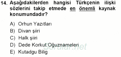 Türk Dili 1 2013 - 2014 Tek Ders Sınavı 14.Soru
