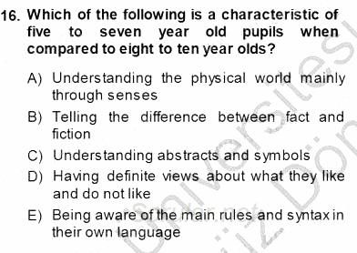 Çocuklara Yabancı Dil Öğretimi 1 2013 - 2014 Dönem Sonu Sınavı 16.Soru
