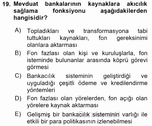 Finansal Kurumlar 2017 - 2018 Ara Sınavı 19.Soru