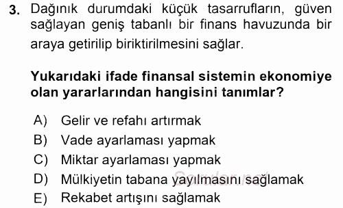 Finansal Kurumlar 2017 - 2018 Ara Sınavı 3.Soru