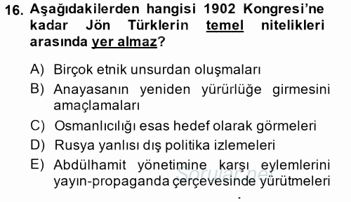 Türk İdare Tarihi 2014 - 2015 Dönem Sonu Sınavı 16.Soru