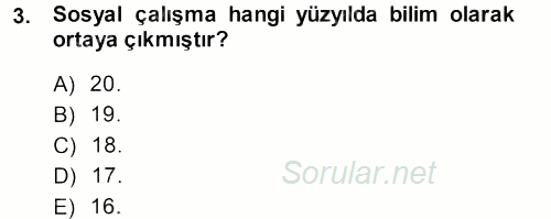 Sosyal Hizmete Giriş 2013 - 2014 Ara Sınavı 3.Soru