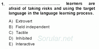 Dil Edinimi 2014 - 2015 Dönem Sonu Sınavı 1.Soru