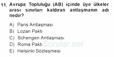Türk Kültür Tarihi 2014 - 2015 Dönem Sonu Sınavı 11.Soru