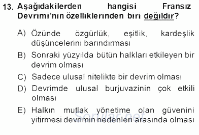 Türk Kültür Tarihi 2014 - 2015 Dönem Sonu Sınavı 13.Soru