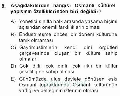 Türk Kültür Tarihi 2014 - 2015 Dönem Sonu Sınavı 8.Soru