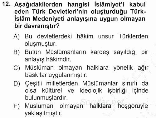 Türk Halk Şiiri 2012 - 2013 Ara Sınavı 12.Soru