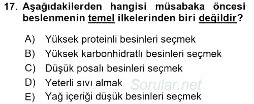 Spor Bilimlerine Giriş 2016 - 2017 3 Ders Sınavı 17.Soru