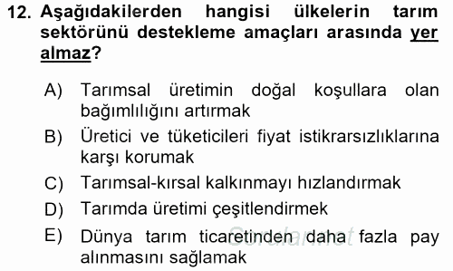 Türkiye Ekonomisi 2015 - 2016 Ara Sınavı 12.Soru