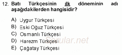 Türk Dili 1 2013 - 2014 Ara Sınavı 12.Soru